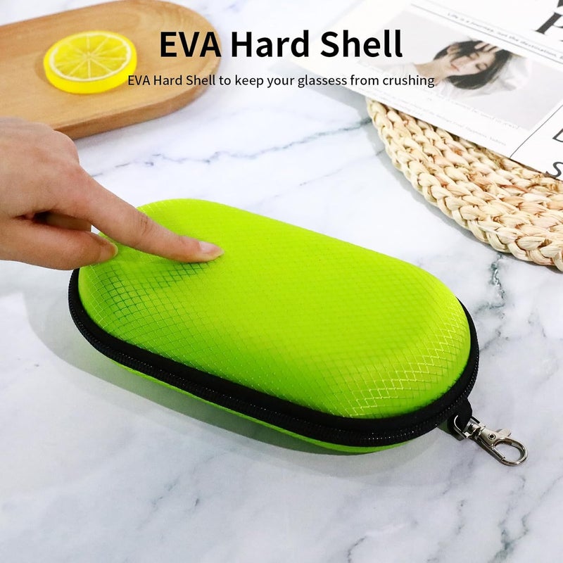 FlyingMage Store Double Eyeglasses Case, Hard Shell Dual Sunglasses Organizer with Zipper Clip Travel Glasses Storage for Women Men - Image 4